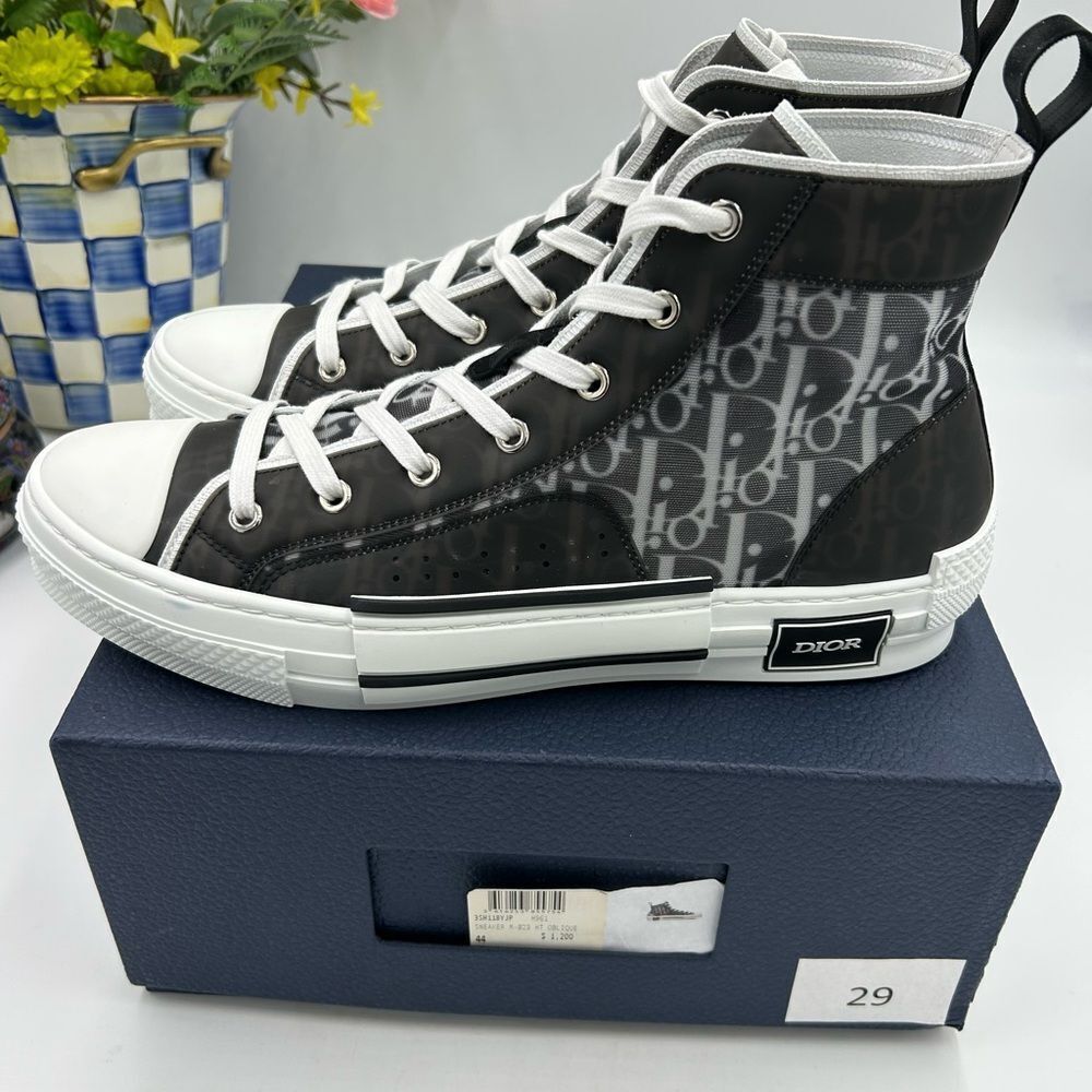 Men's Dior B – 23 oblique high top sneakers size 44 made in Italy - Picture 2 of 12